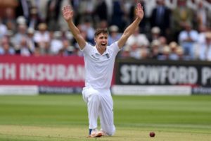 Image of Chris WOakes bowling in Test Cricket