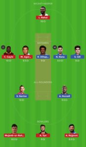 My Dream11 team KKR vs KXIP