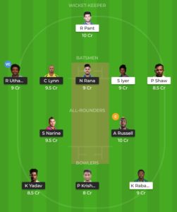 KKR vs DC Dream11 Team