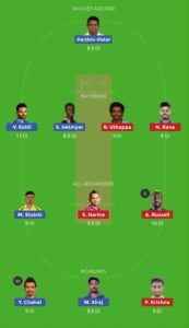 My Dream11 Team for RCB vs KKR match