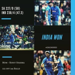 India beat South Africa in 2019 World Cup