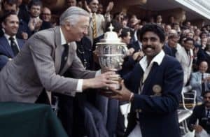 Kapil Dev lifts the 1983 World Cup
