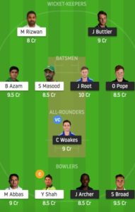 ENG vs PAK 2nd Test My Dream11 Team