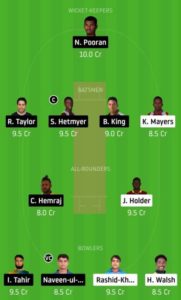 CPL 2020 Match 26 BT vs GAW Dream11 Team