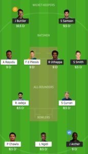 CSK vs RR Dream11 Team