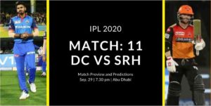 DC vs SRH match Preview for today's IPL 2020 match