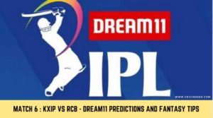 KXIP vs RCB Dream11 Predictions Playing XI updates
