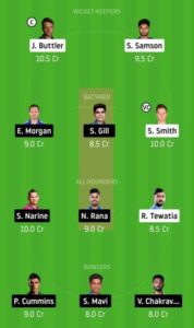 RR vs KKR Dream11 Team