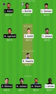 RR vs KXIP Dream11 Team
