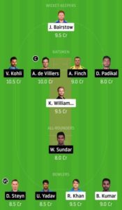 SRH vs RCB Dream 11 team