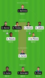 CSk vs SRH Dream11 Team