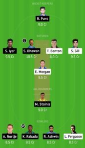 KKR vs DC Dream11 Team