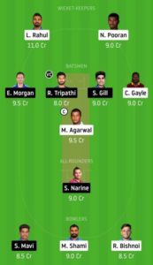 KXIP vs KKR Dream11 team