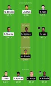 MI vs DC Dream 11 team