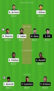 MI vs KKR Dream11 team