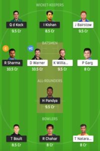 MI vs SRH Dream11 Team