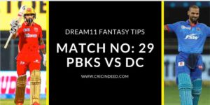 PBKS vs DC Dream11 Predictions