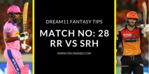 RR vs SRH Dream11 Predictions