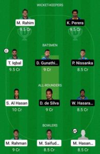 Dream11 Team 1 for BAN vs SL
