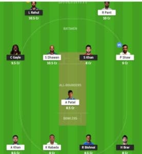 PBKS vs DC dream11 team