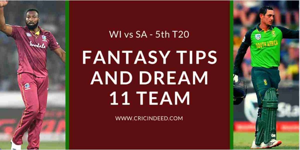 WI vs SA 5th T20 Dream11 Prediction