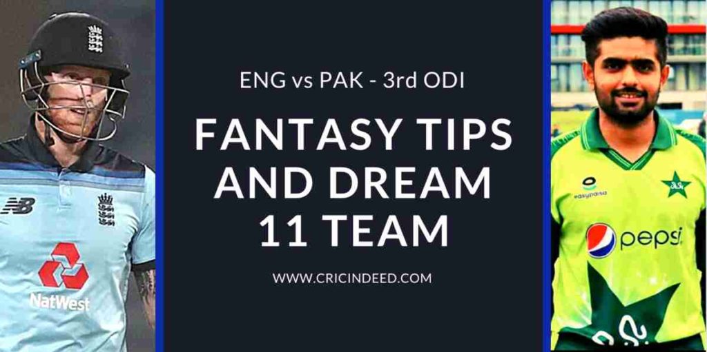 Dream11 Team ENG vs PAK 3rd ODI