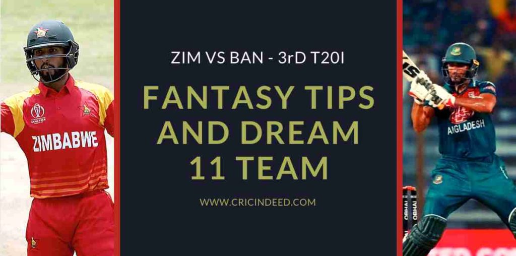 ZIM vs BAN 3rd T20 Dream11 Predictions
