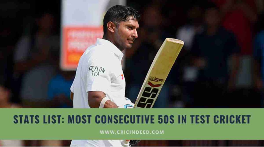 most fifties in consecutive test innings