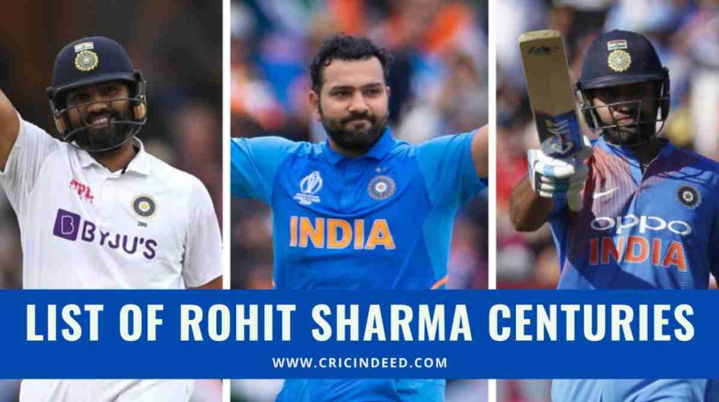 list of rohit sharma centuries in all three formats