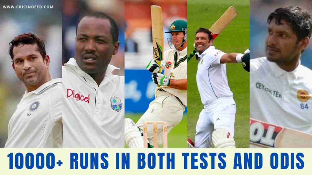 10000 runs in odi and test cricket