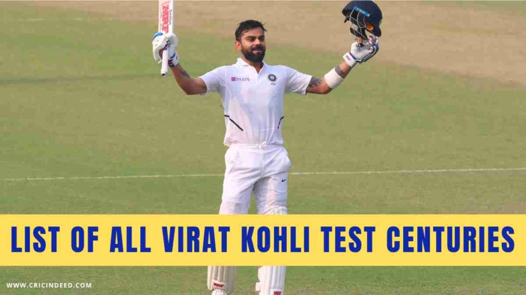 virat kohli test century lists