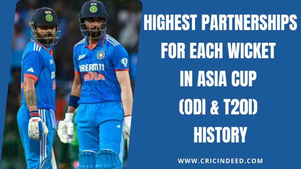 Highest Partnerships for Each Wicket in Asia Cup (ODI & T20I) History