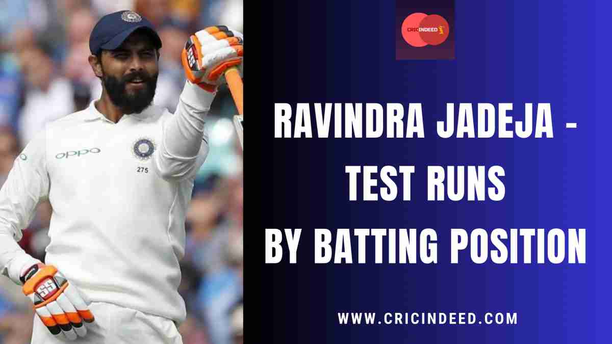 Ravindra Jadeja Test Runs by Batting Position CricIndeed