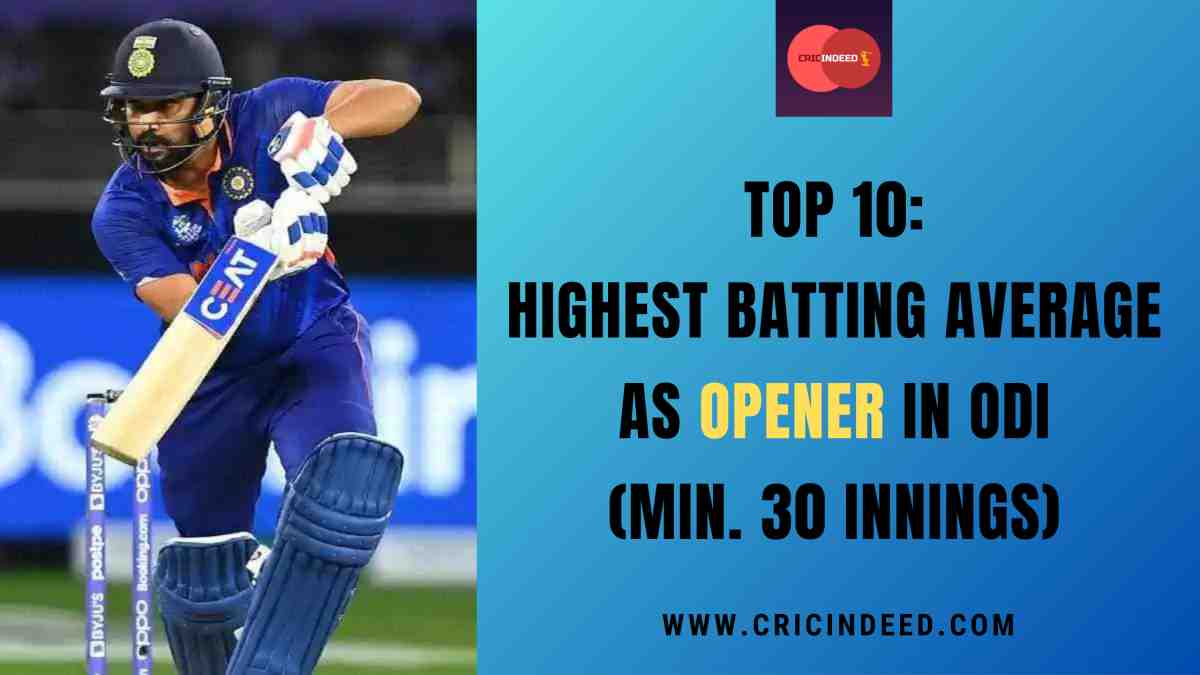 Top 10 Highest Batting Average as Opener in ODI (Min. 30 Innings