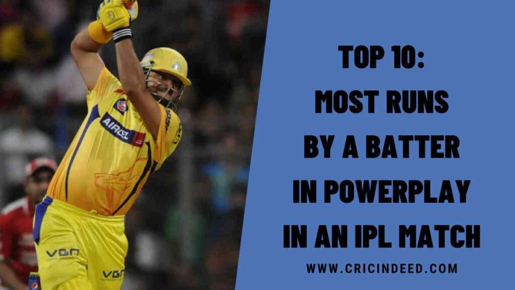 Top 10: Most Runs by a Batter in Powerplay in an IPL Match