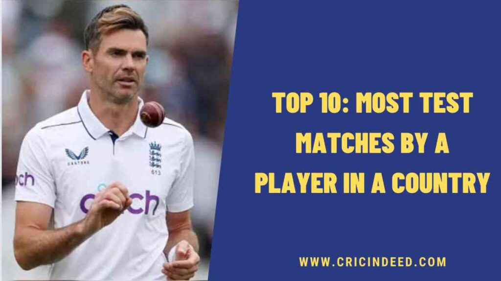 most test matches by a player in a country