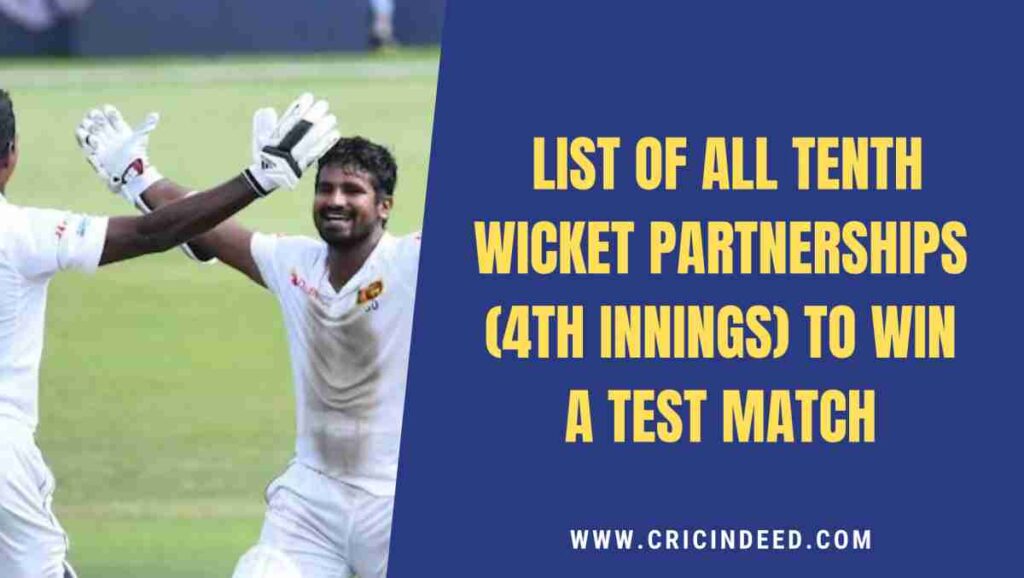 10th wicket partnerships that won the Test matches