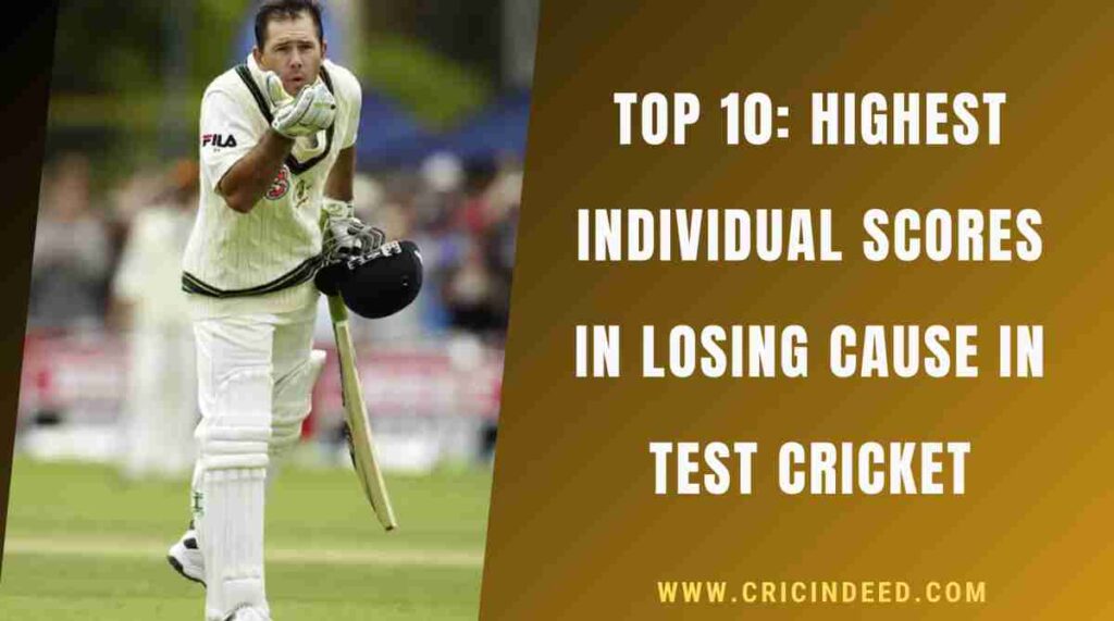 most runs in a test innings in losing cause