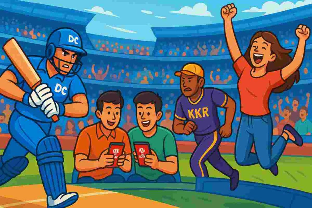 delhi kolkata faceoff and fantasy game audience celebrating the win in dream11 contest