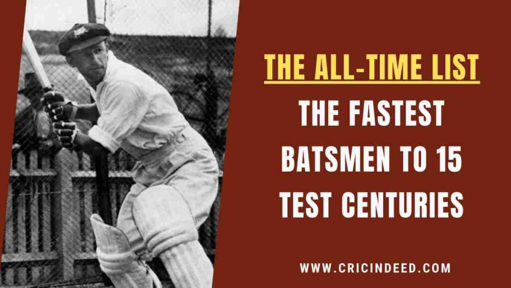 fastest batter to 15 100s in test
