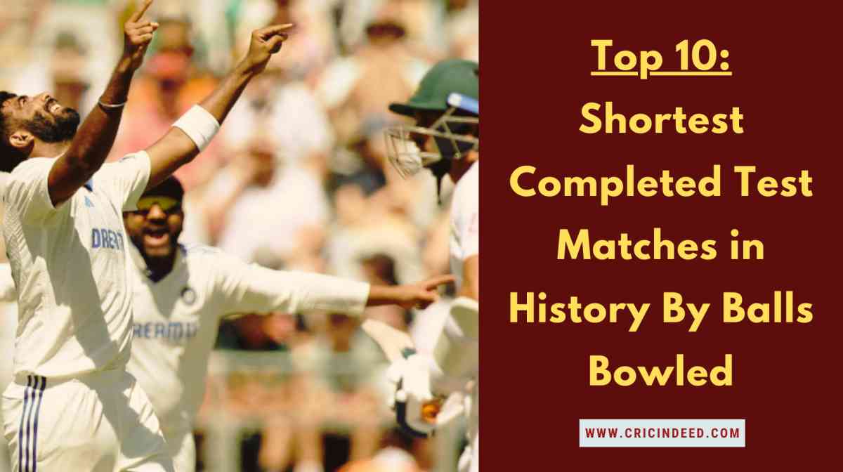 The Shortest Completed Test Matches by Balls Bowled (Ranked)
