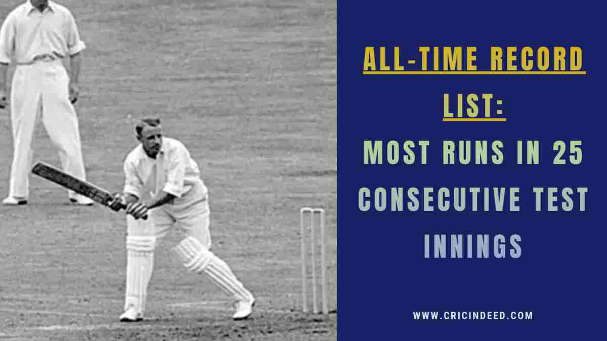 Most Runs in 25 Consecutive Test Innings