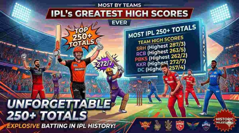 Most 250+ Totals by Teams in IPL Most 250+ Totals by Teams in IPL