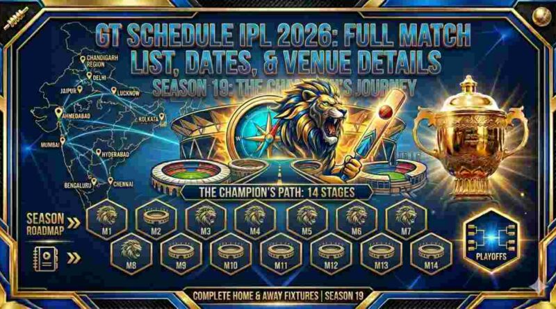 GT Schedule IPL 2026: Full Match List, Dates, & Venue Details GT Schedule IPL 2026: Full Match List, Dates, & Venue Details