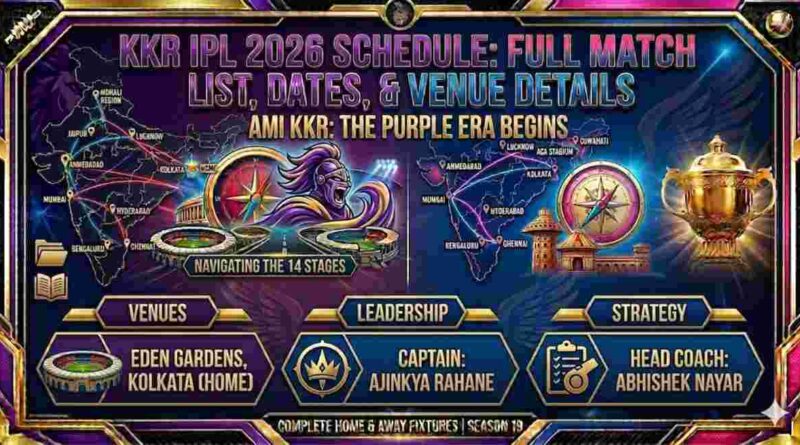 KKR Schedule IPL 2026: Full Match List, Dates, & Venue Details KKR Schedule IPL 2026: Full Match List, Dates, & Venue Details