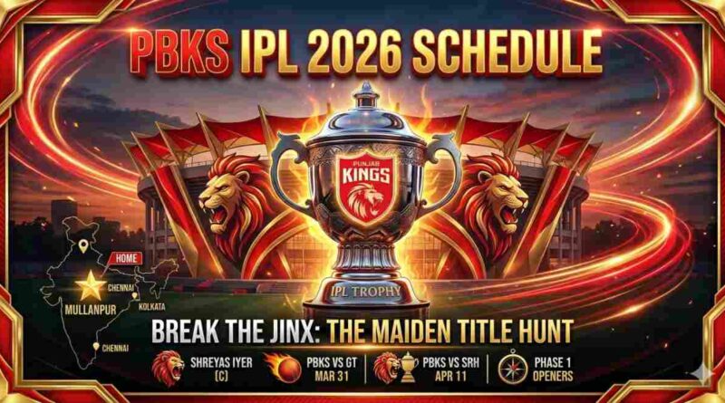 PBKS Schedule IPL 2026: Full Match List, Dates, & Venue Details